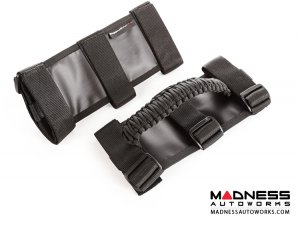 Jeep Wrangler JKU Para cord Grab Handles - Black on Black - Pair